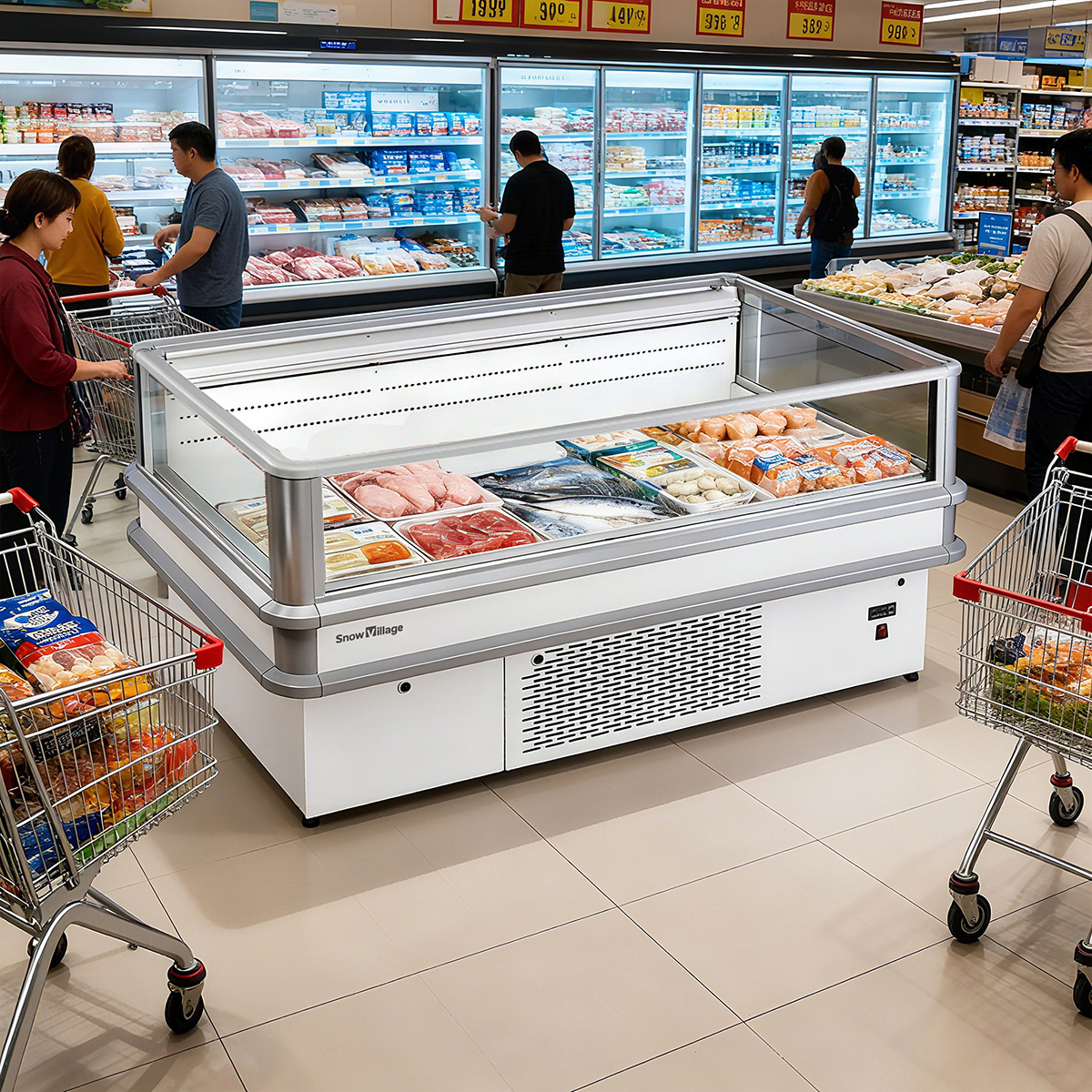 Air-cooled refrigerated island cabinet