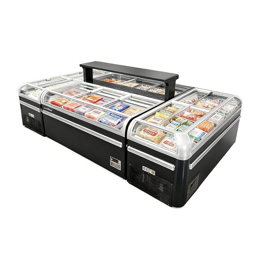 Front perspective combination island cabinet